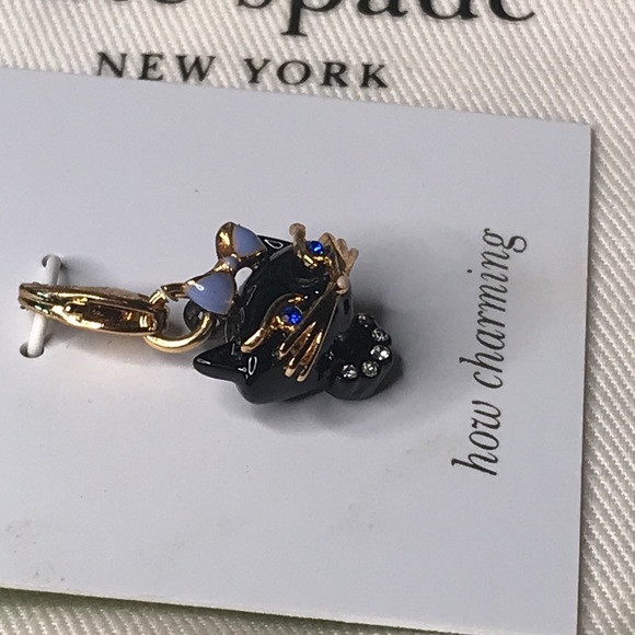 Kate Spade New York How Charming Black Cat with Blue Eyes Sparkly Dangle Charm - Picture 11 of 15